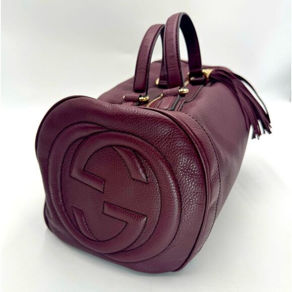 Gucci Handbags - Gucci SoHo Plum Leather Bowler Boston Doctor Bag Interlocking GG Satchel Ex++